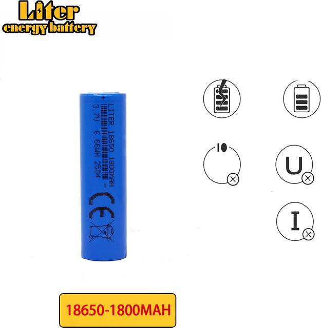 Wiederaufladbare Lithium-Ionen-Batterie 18650 in Blau, 1800 mAh, 3,7 V, 6,66 Wh - Bild 1