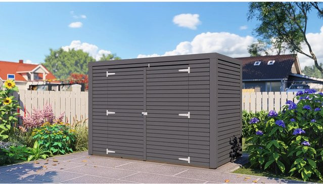 Bertilo Gartenschrank Box Bike aus nordischer Fichte in Anthrazit, B/T/H: 103 x 0 x 207 cm - Bild 1