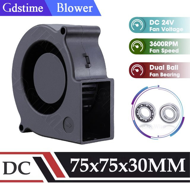 Gdstime Turbo-Radiallüfter 7530 Gebläse in Schwarz, B/T/H: 75 x 75 x 30 mm - Bild 1