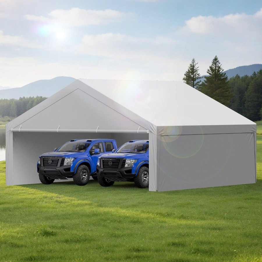 Buying Solutions MB Carport Ersatzdach Grau, Tragbares Garagenzelt mit Seitenwänden aus wasserfestem PE-Gewebe, B/T: 600 x 600 cm - Bild 4