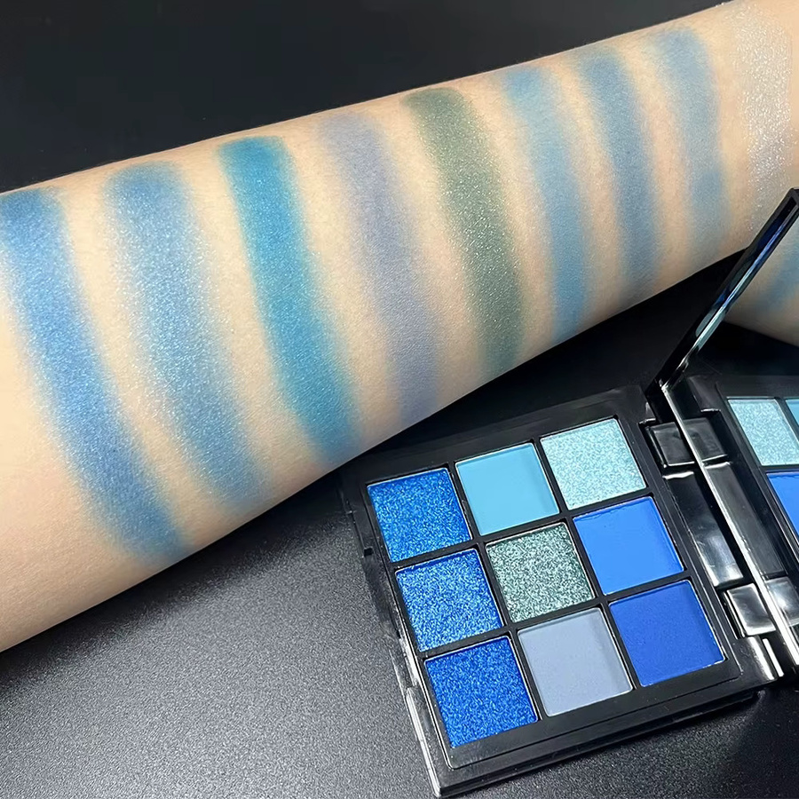 VERONNI Lidschatten-Palette, 9 Farben, Blau, Matt, Puder, Unisex - Bild 5