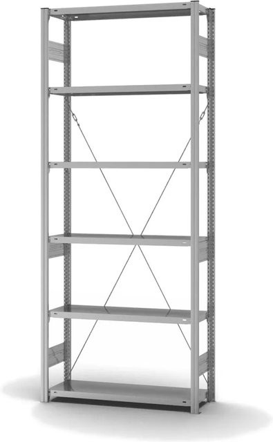 PROREGAL Edelstahlregal Stecksystem T-Profil mit 6 Ebenen, Farbe: Silber, H x B x T: 250 x 100 x 30 cm - Bild 1