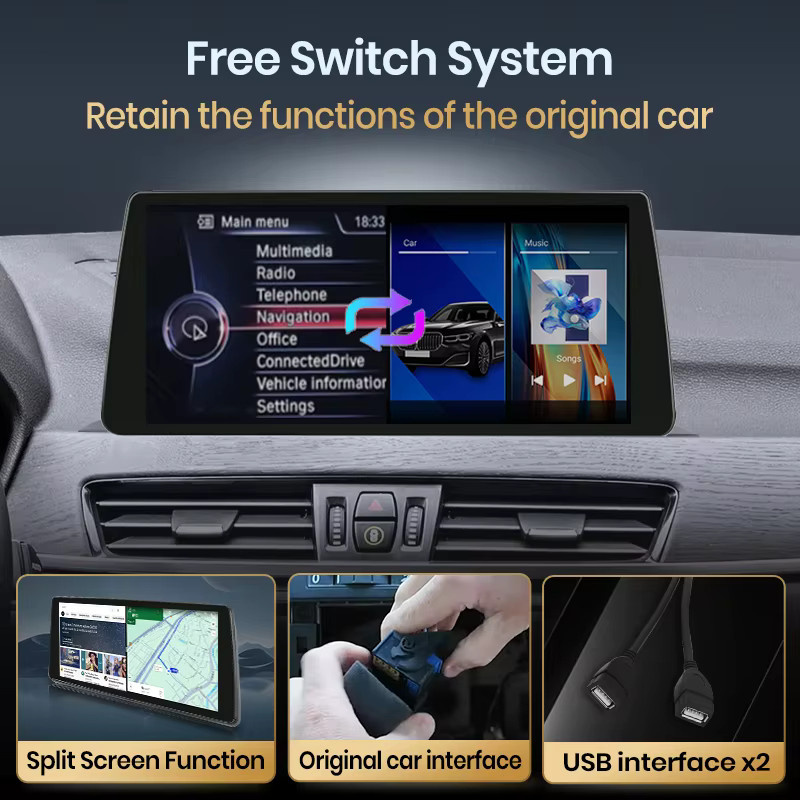 Junsun 4G WiFi CarPlay Android Auto Radio für BMW X1 F48 und X2 F49 (2013-2020) in Schwarz mit 1920x720 Display - Bild 4