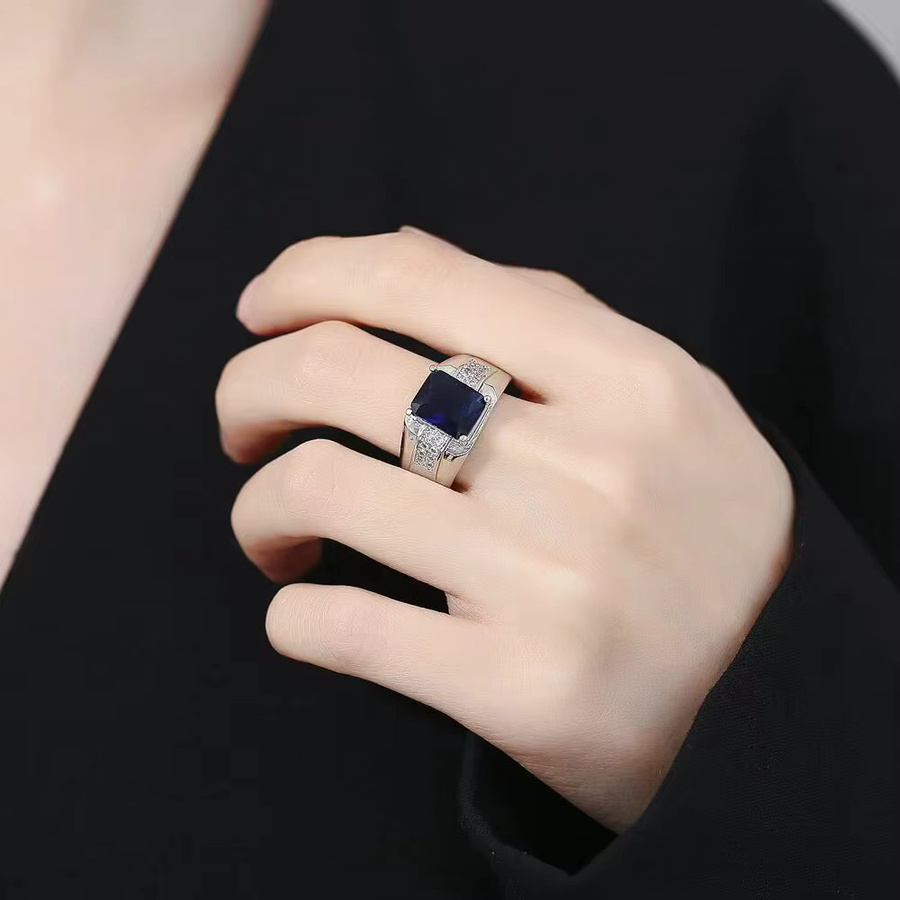 Ring CXQNEWA, Kupfer, Platin überzogen, Zirkonia, Herren - Bild 3