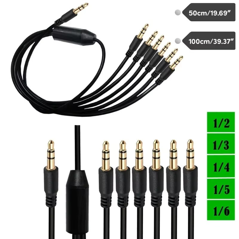 BSN AUX-Kabel-Splitter-Adapter Schwarz mit 3,5-mm-Klinkenstecker für Computer-Headset - Bild 2