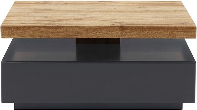 Couchtisch Kyria von Vente-unique in Anthrazitgrau und Naturfarben Hell mit rotierender Tischplatte aus MDF, Breite: 80 cm - Bild 1