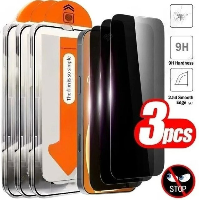 3er-Pack Anti-Spion Displayschutzfolie aus gehärtetem Glas für iPhone 17 16 Pro Max 15 14 13 12 11 Pro Mini XR XS Max, transparent - Bild 1