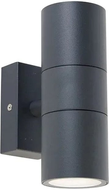 QAZQA Außenwandleuchte Duo in Anthrazit, moderne Up-and-Down Wandlampe mit IP44 Schutzklasse und GU10 Fassung, dimmbar - Bild 1