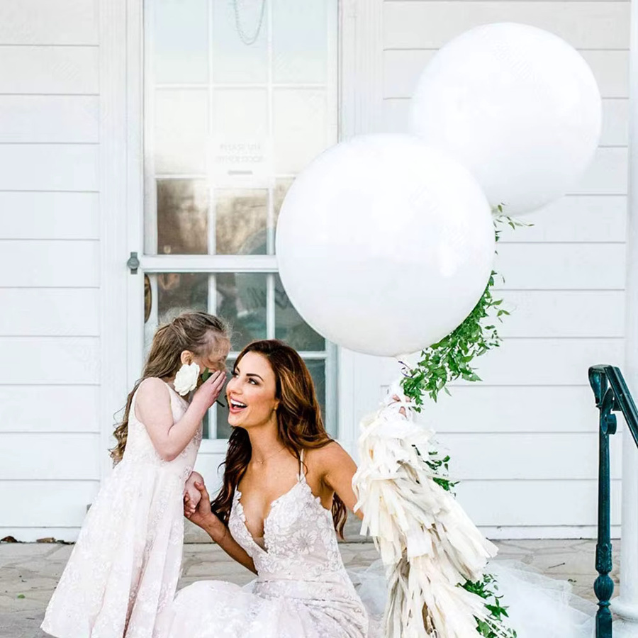 Weiße Latexballons für Geburtstag, Hochzeit und Party, Set mit 5 oder 10 Stück, Durchmesser: 45,7 cm und 91,4 cm - Bild 3