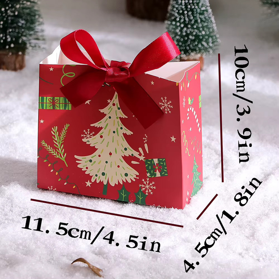 10 Stück Weihnachts-Geschenkboxen aus Papier mit Cartoon-Baum-Design in Grün für Süßigkeiten und Partydekorationen - Bild 2