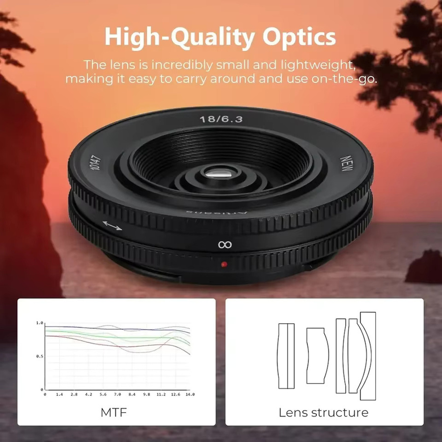 7artisans UFO Mark II 18mm F6.3 APS-C Manuelles Objektiv für Fuji X Sony E Nikon Z M4/3 Mount, Schwarz - Bild 4