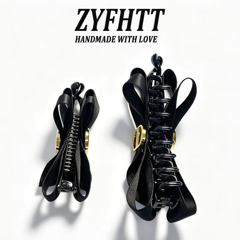 ZYFHTT Haarspange mit schwarzer Satinstoff-Schleife, Damen - Bild 5