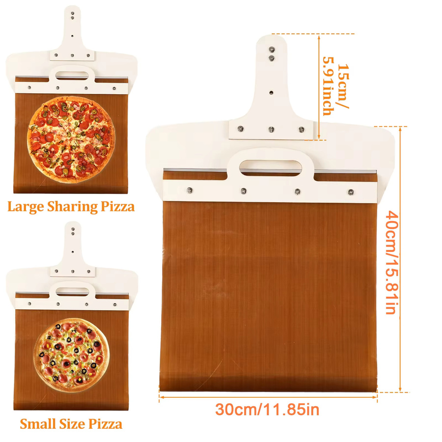 Willstar Pizzaschaufel mit abnehmbarem Holzgriff, antihaftbeschichtetes Pizzapaddel in Braun, Durchmesser: 30,0 cm - Bild 3