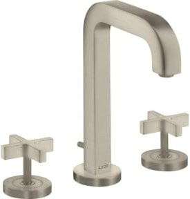 Hansgrohe Axor Citterio 3-Loch-Waschtischarmatur mit Kreuzgriffen und Pop-up-Abfluss in gebürstetem Nickel - Bild 1