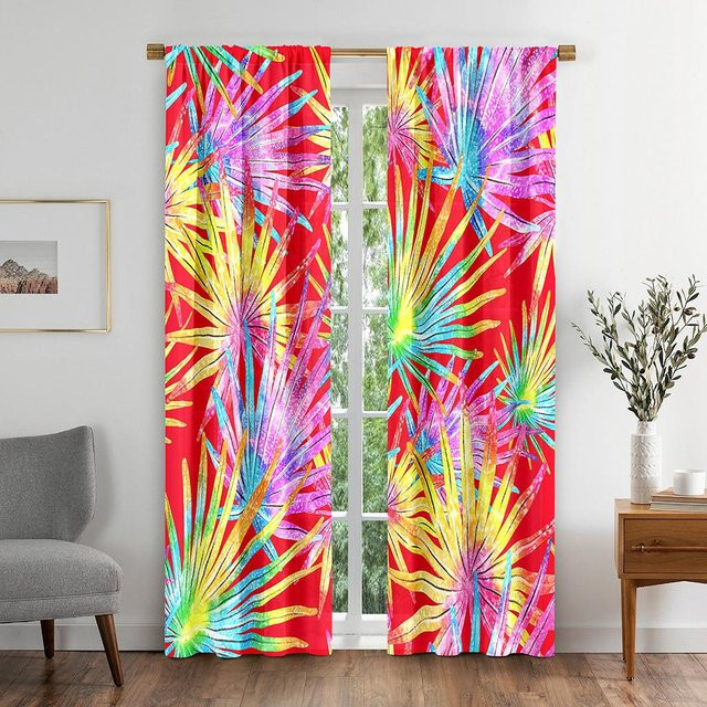 Yiran Furniture Verdunkelungsvorhang für Kinder mit buntem Kaleidoskop-Muster, 2er-Set, Mehrfarbig, B: 50 cm, H: 130 cm - Bild 1