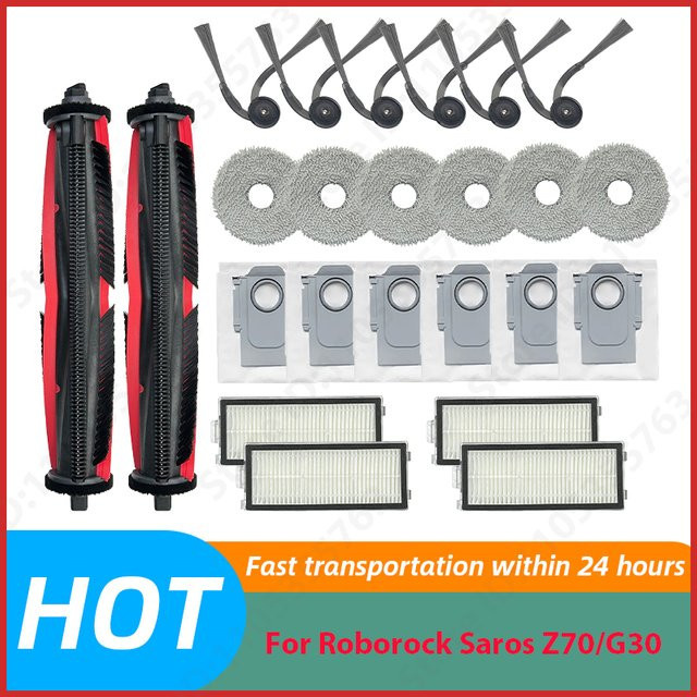 Roborock Saros Z70/G30 Space Zubehör-Set mit Anti-Verwicklungs-Hauptbürste, Seitenbürste, Filter, Wischpad und Staubbeuteln - Bild 1