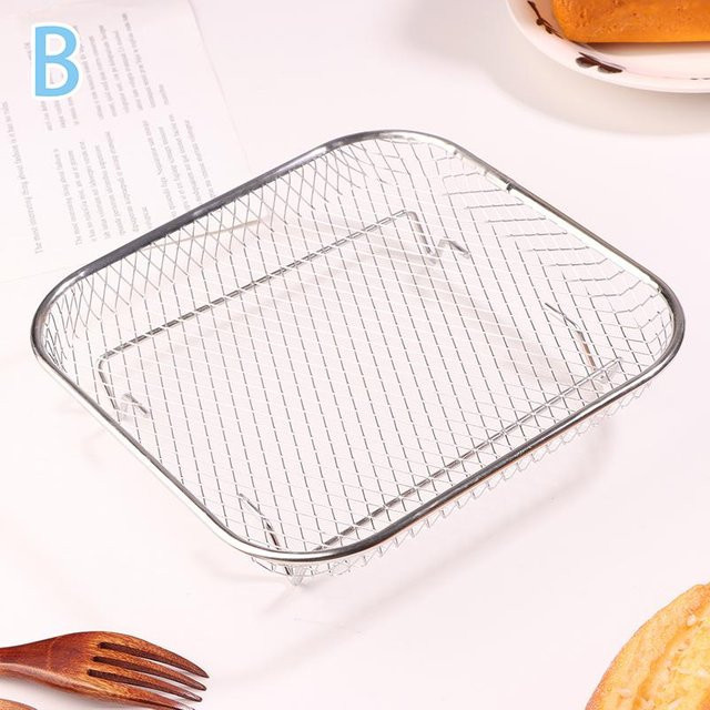 Shine Inuse Airfryer-Rack aus Edelstahl in Silber, stapelbares Grillgestell mit Antihaftbeschichtung und Drahtgitterkorb für deine Küche - Bild 1