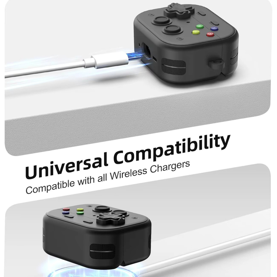 Stoßfeste Schutzhülle im Spielkonsolen-Design für Apple AirPods Pro 3 in Schwarz oder Grau inklusive Reinigungsset und Schlüsselanhänger - Bild 5