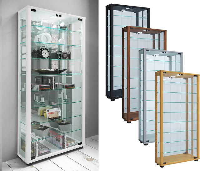VCM Glasvitrine Lumo Maxi Spiegel stehend aus ESG-Sicherheitsglas in Transparent, H x B x T: 115 x 59 x 18 cm - Bild 1