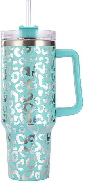 Yiran Furniture Thermosbecher aus Edelstahl mit Leopardenmuster und Griff, 40oz Eiswürfelbecher für das Auto - Bild 1