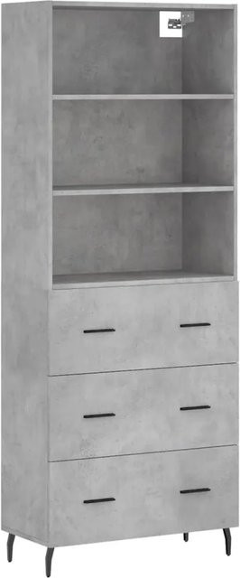 vidaXL Highboard Betongrau aus Holzwerkstoff und Metall B/T/H: 69,5 x 34,0 x 180,0 cm - Bild 1