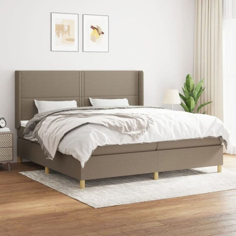 Vidaxl Boxspringbett mit Matratze in Taupe Meliert aus Stoff und Massivholz B/T/H: 200 x 200 x 118 cm - Bild 1