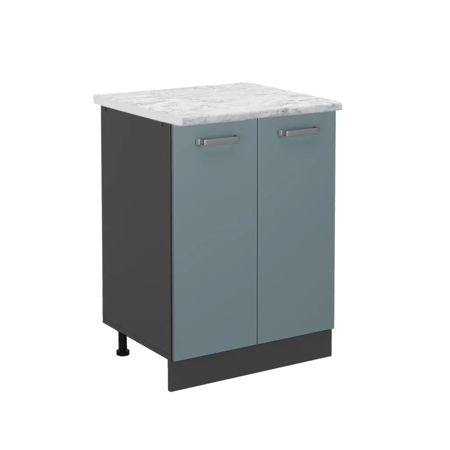Vicco R-Line Küchenunterschrank in Blau-Grau/Anthrazit mit Marmor-Optik, B/T/H: 60 x 46 x 81,6 cm - Bild 2