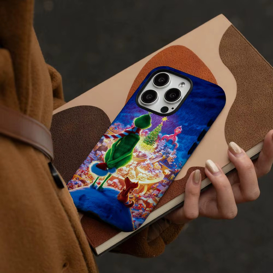 Weihnachten Handyhülle für iPhone 17 16 15 14 13 12 Pro Max Plus mit glänzender HD-Doppelschicht-Flüssighartschale in Weiß und Multicolour - Bild 2