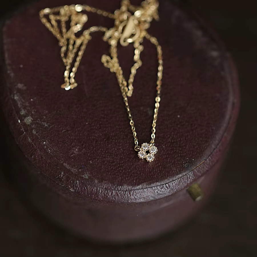 OBEAR Halskette, Mini-Zirkon-Blumen-Anhänger, 925 Silber, Gold, Damen - Bild 2