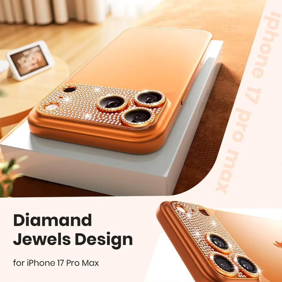 Funkelnder Diamant Kameralinsen-Schutzfilm für Apple iPhone 17 Pro Max und iPhone 17 Pro in Gold und Transparent - Bild 4