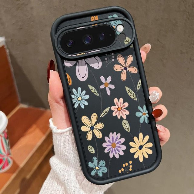 Google Pixel 9 Pro XL Schutzhülle aus weichem TPU Silikon mit Cartoon Blumen Design in Multicolour - Bild 1