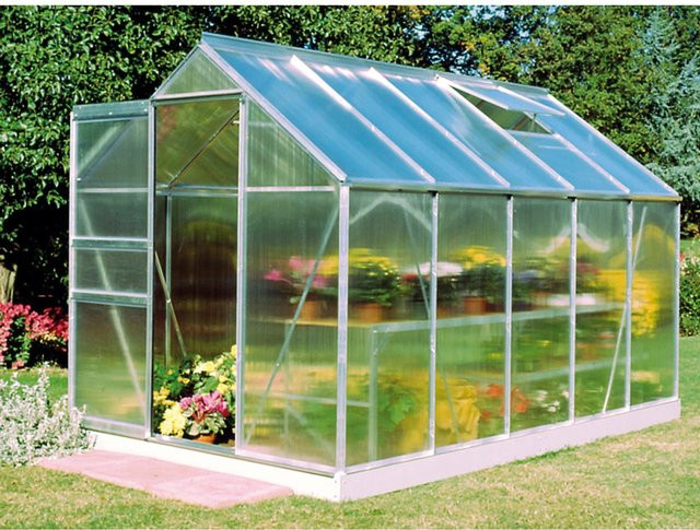 Halls Gewächshaus Popular aus Aluminium in Silber mit 6,2 m² Fläche und Polycarbonat-Stegdoppelplatten - Bild 1