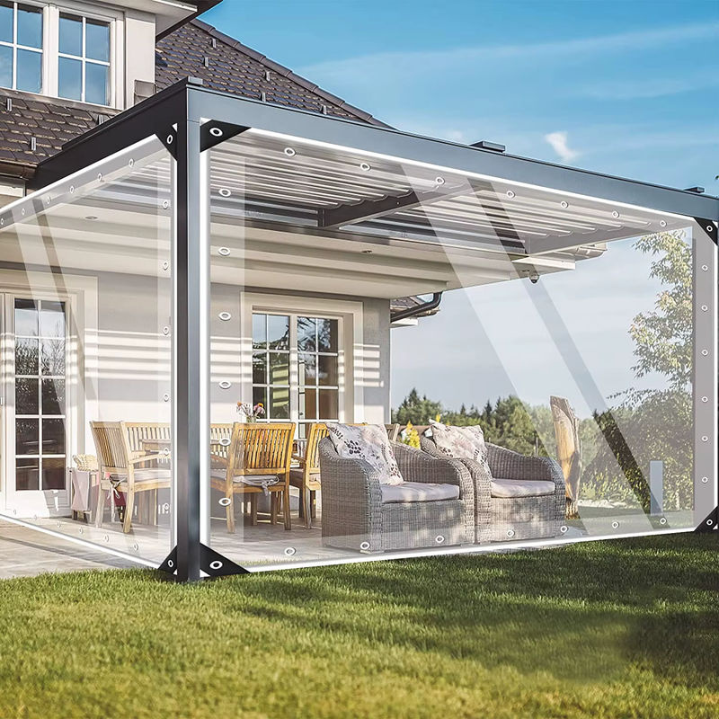 Wasserdichte transparente PVC-Plane mit Ösen als wetterfester Regenschutz für deine Gartenmöbel, 0,3 mm Stärke - Bild 2