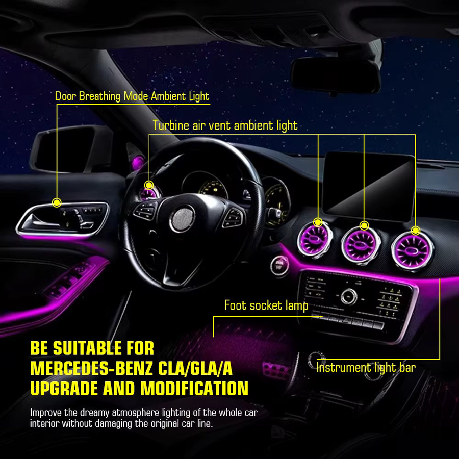 GUADSUN LED Ambientebeleuchtung für Mercedes-Benz A-Klasse, CLA und GLA als Turbinen-Lüftungsdüsen in Multicolour - Bild 3