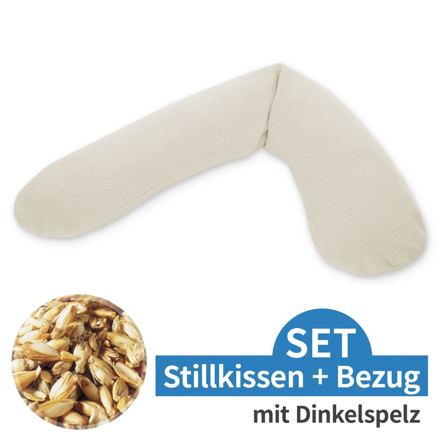 Theraline Stillkissen Das Original mit Dinkelspelz-Füllung und Feinstrick-Bezug, Creme, Länge: 190 cm - Bild 1