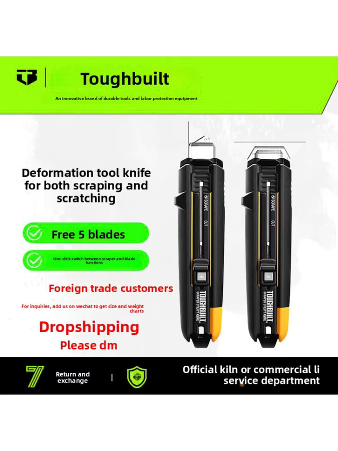 TOUGHBUILT Multifunktionales Allzweckmesser-Tapetenschaber mit 5-Klingen-Set in Schwarz - Bild 5