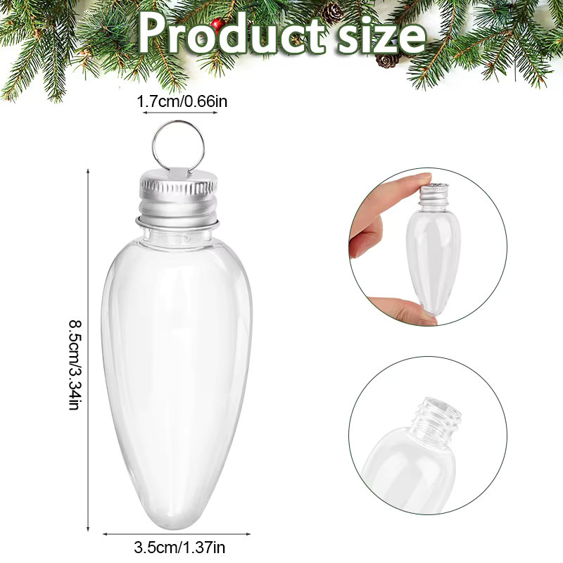 ZQNYCY Weihnachtsschmuck Set aus transparenten Glühbirnen-Formen zum Befüllen, 12 Stück, hängende Weihnachtsbaum Ornamente für DIY Dekorationen - Bild 4