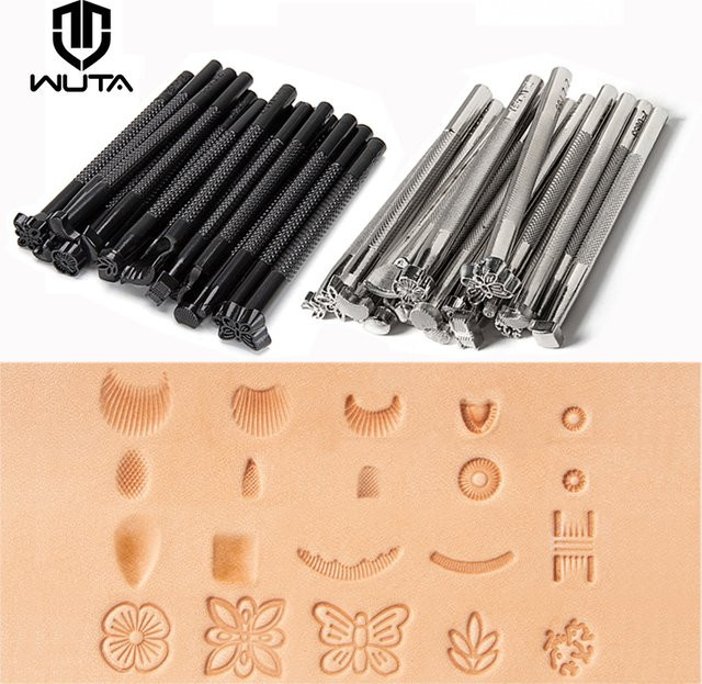 WUTA Leder-Stempelwerkzeug Set aus Metall, 20-teiliges Prägestempel-Set für Lederhandwerk in Silber - Bild 1