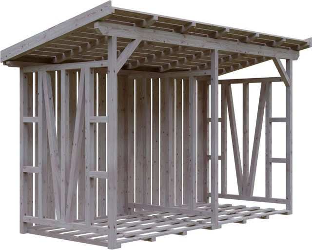 Kaminholzunterstand Max von Skan Holz aus Douglasienholz in Beige, B/H/T: 370 x 229 x 160 cm - Bild 1