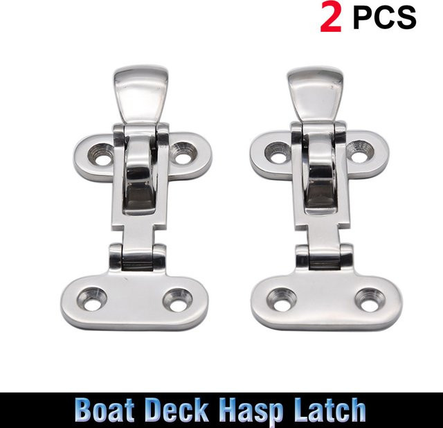 MAIMEIMI 2 Stück Marine Grade Anti-Rassel Hasp Latch aus Edelstahl 316 mit drehbarer Ösenverriegelung für Bootstüren und Luken - Bild 1
