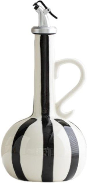 Beijieete Keramik Ölflasche im nordischen Stil, auslaufsicherer Olivenöl Spender in Black Style mit Streifenmuster, Höhe: 25 cm, Breite: 12 cm, Tiefe: 12 cm - Bild 1