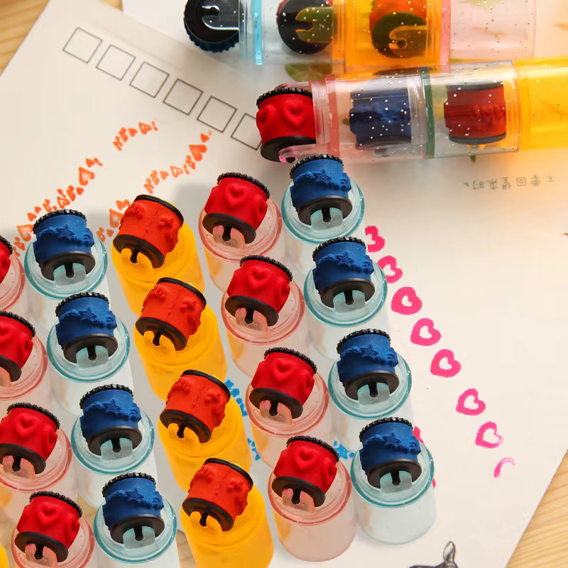 Kissbuty Kawaii Roller Stempel Set mit bunten Cartoon-Motiven für Kinder und DIY-Tagebücher, Mehrfarbig - Bild 3