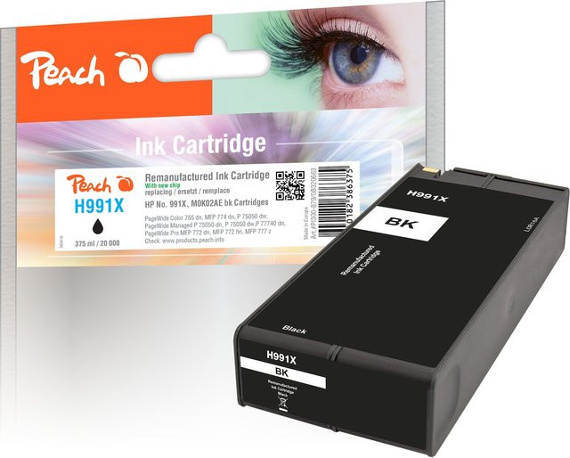 Peach HP 991 XBK Druckerpatrone XL Schwarz (wiederaufbereitet) für HP PageWide Color 755 dn und HP PageWide Color MFP 774 dn - Bild 1