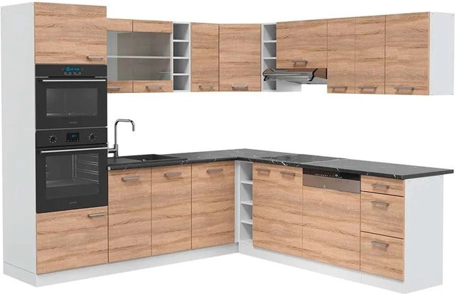 Vicco R-Line Eckküche Sonoma Weiß Anthrazit modern B/T/H: 237 x 247 cm - Bild 1