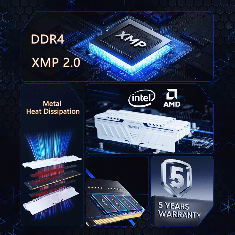 GUDGA DDR4 RAM Desktop-Speicher mit Aluminium-Kühlkörper in Weiß - Bild 5
