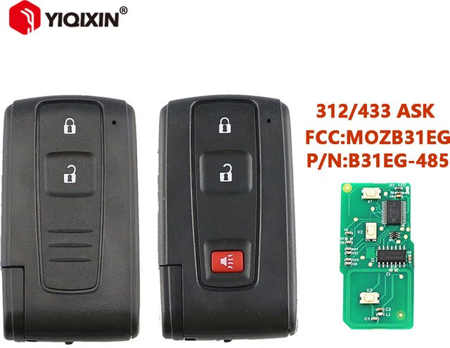 YIQIXIN Auto Fernbedienung Schlüssel für Toyota Prius Hybrid 2004-2009, 2/3 Tasten, Schwarz, 312/433 MHz, FCC: B31EG-485 MOZB31EG - Bild 1