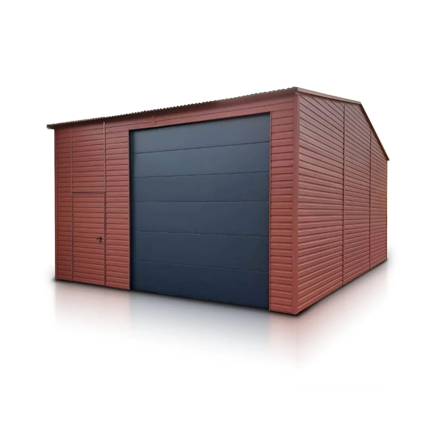 Liderstal Halle Premium Sektionaltor aus Trapezprofilblech mit Seitengiebel in Hellbraun B: 600 cm, H: 850 cm - Bild 2