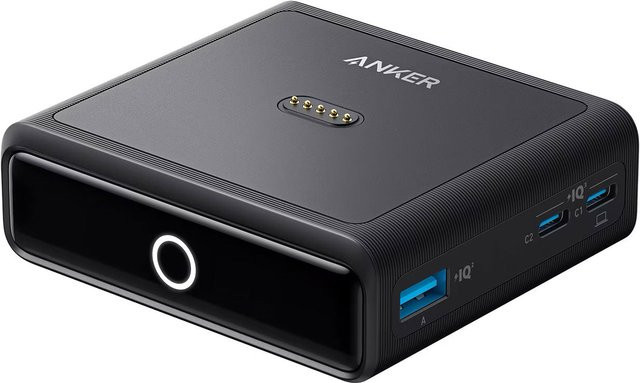 Anker Ladestation für externe Prime-Batterie, 100W, 5A, Schwarz, mit 1 x Pogo Pin, 1 x USB-C und 2 x USB-A, Modell A1902311 - Bild 1