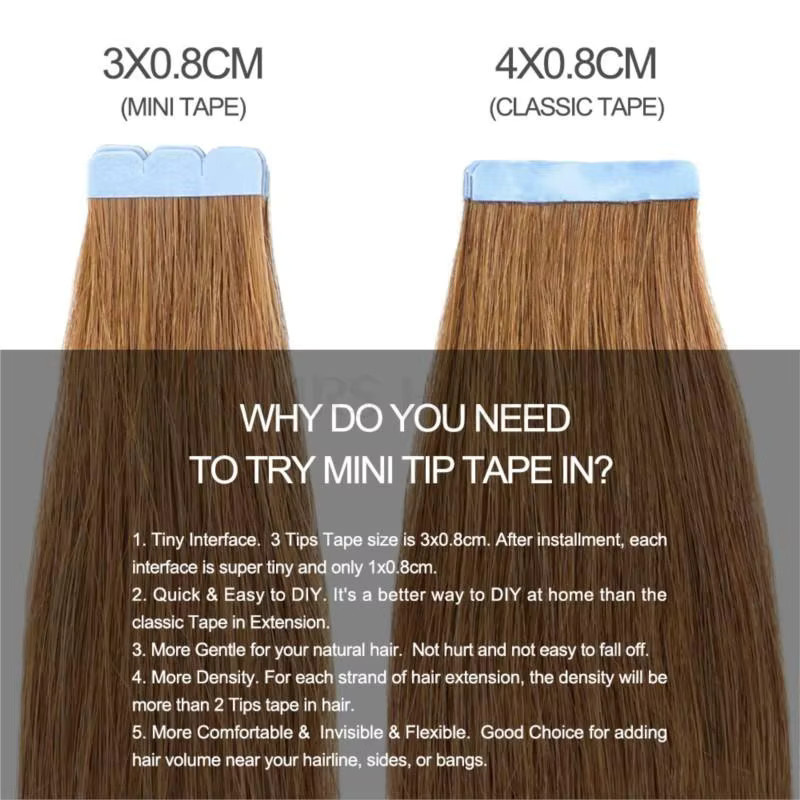 MRSHAIR Tape-in-Haarverlängerungen Echthaar, Dunkelbraun, 10 Stück - Bild 2
