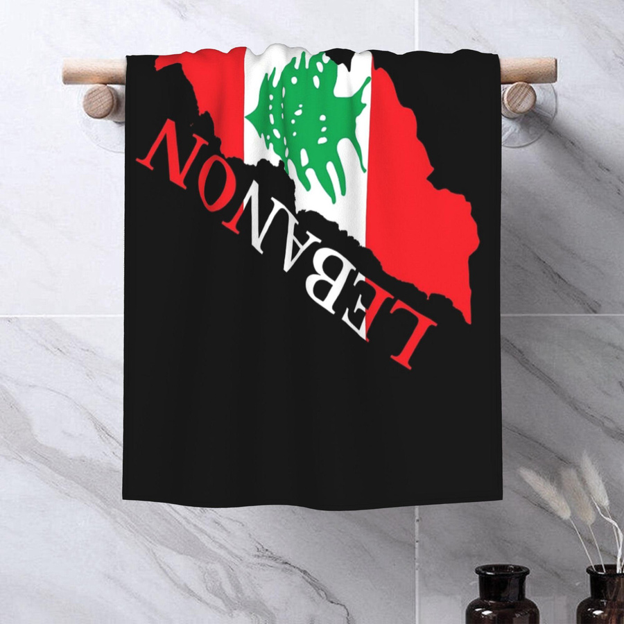 Saugfähiges Baumwoll-Handtuch Libanon Flagge Design von Creative Man, Farbe: Weiß, B: 40 cm, H: 60 cm - Bild 5